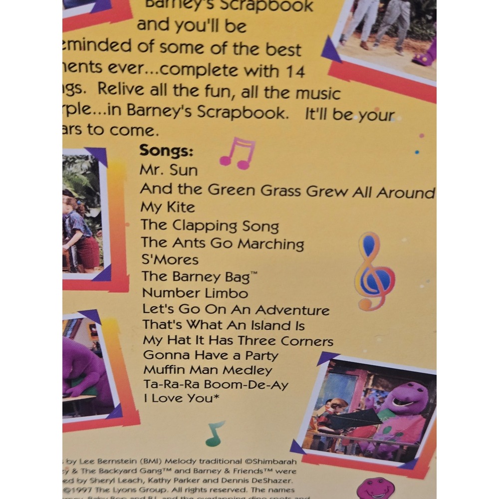 Barney's Musical Scrapbook VHS 1997 Sing-Along White Tape Lyrick Studios TESTED - Picture 3 of 5